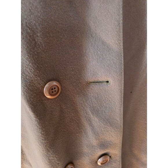 Vintage Camel Double-Breasted Wool Coat Longline With Pink Satin Lining Womens - Picture 2 of 9